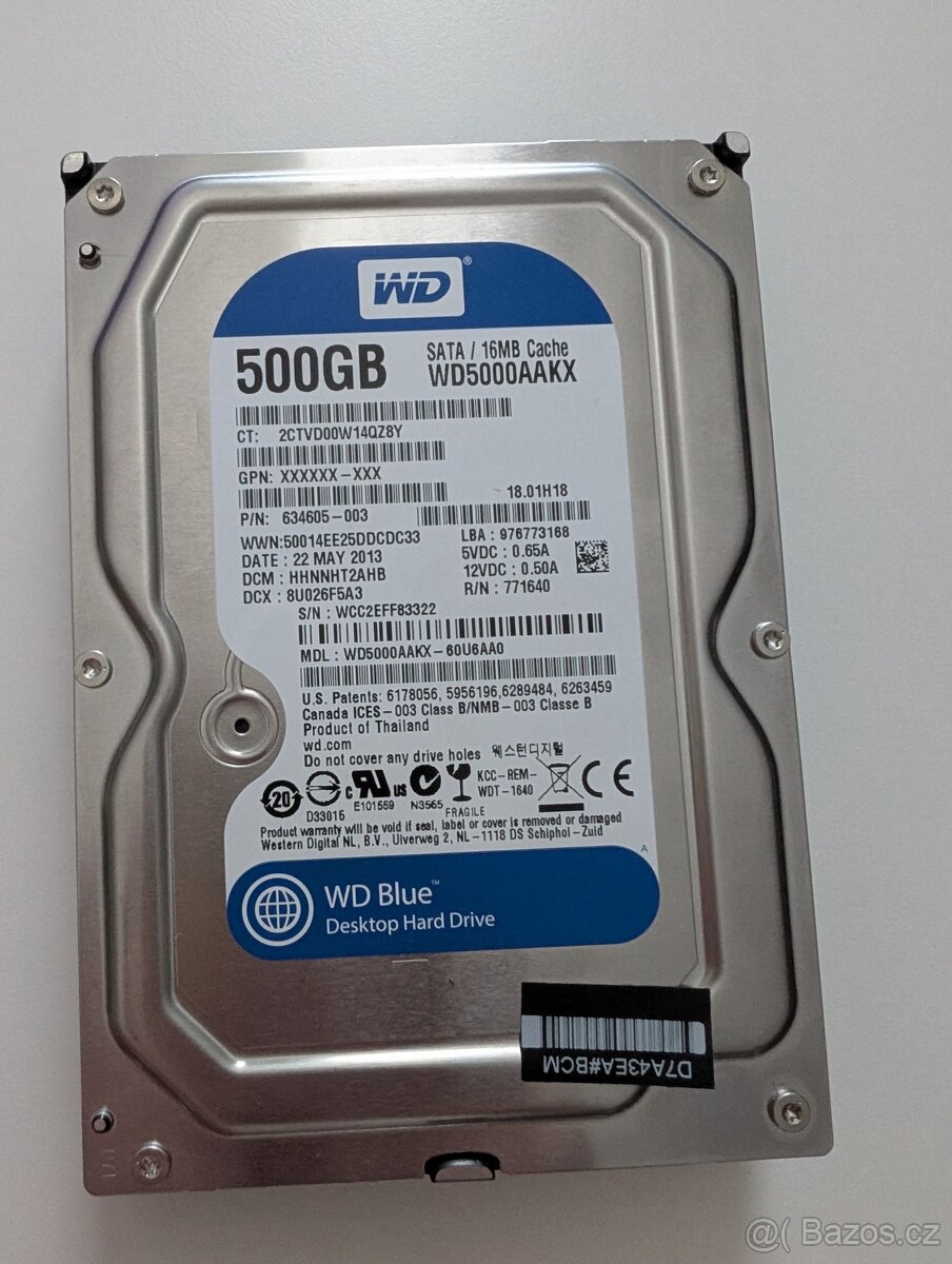 WD 500GB 3,5" Disk SATA