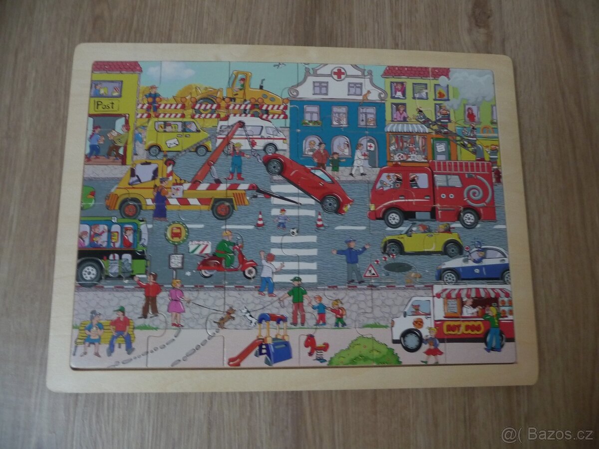 Dřevěné puzzle Město - 40x30 - 24 dílků