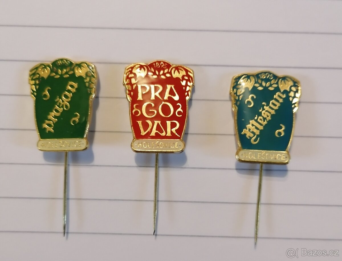 Odznaky pivovaru-Holešovice-pragovar-měšťan-pražn