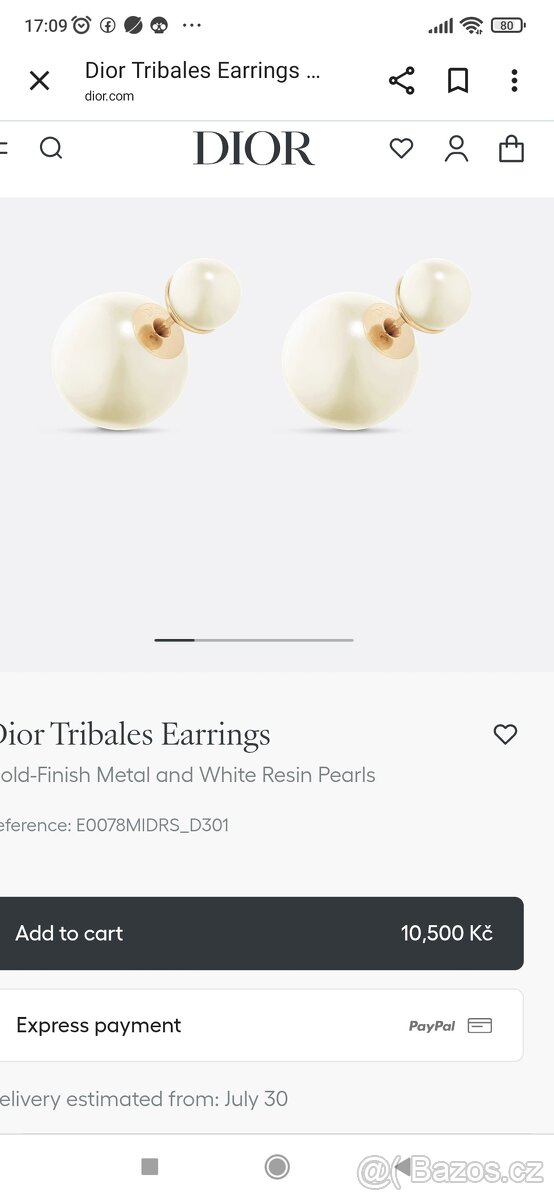 Náušnice s perly Dior