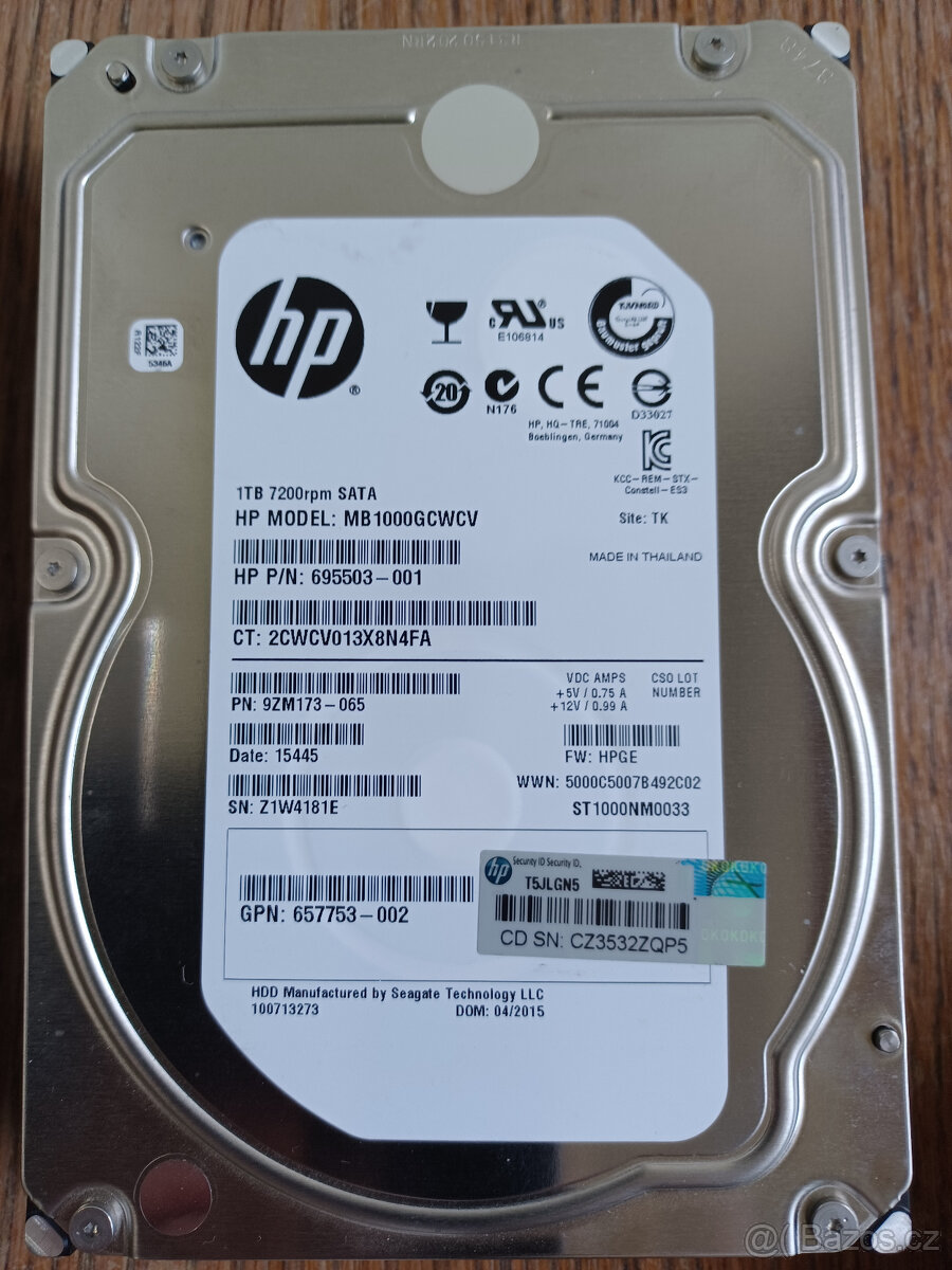prodám 2ks pevný disk do PC orig.HP 1TB 7200rpm SATA3/6G HDD