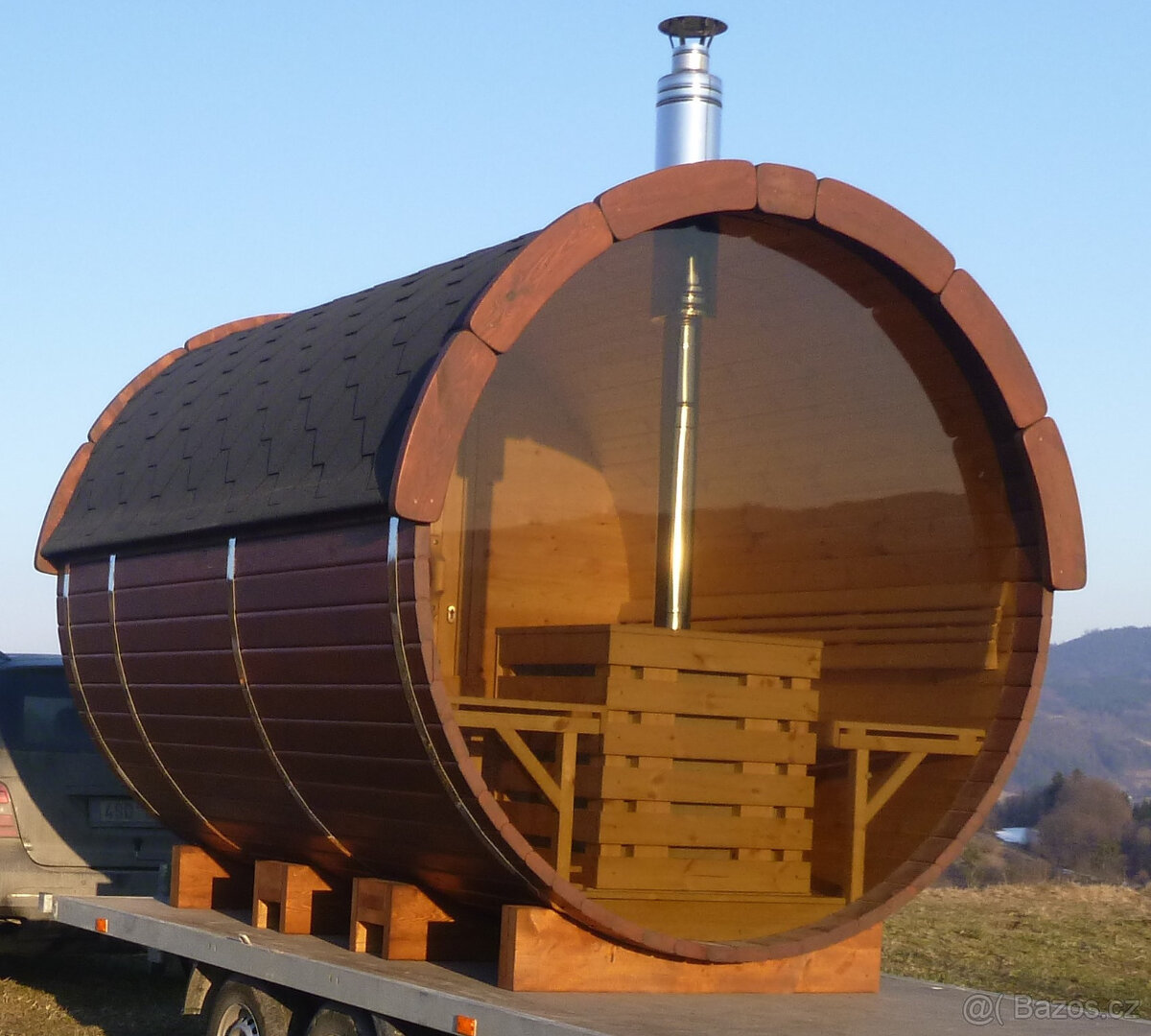 Sauna, venkovní finská barelová sauna Marivox