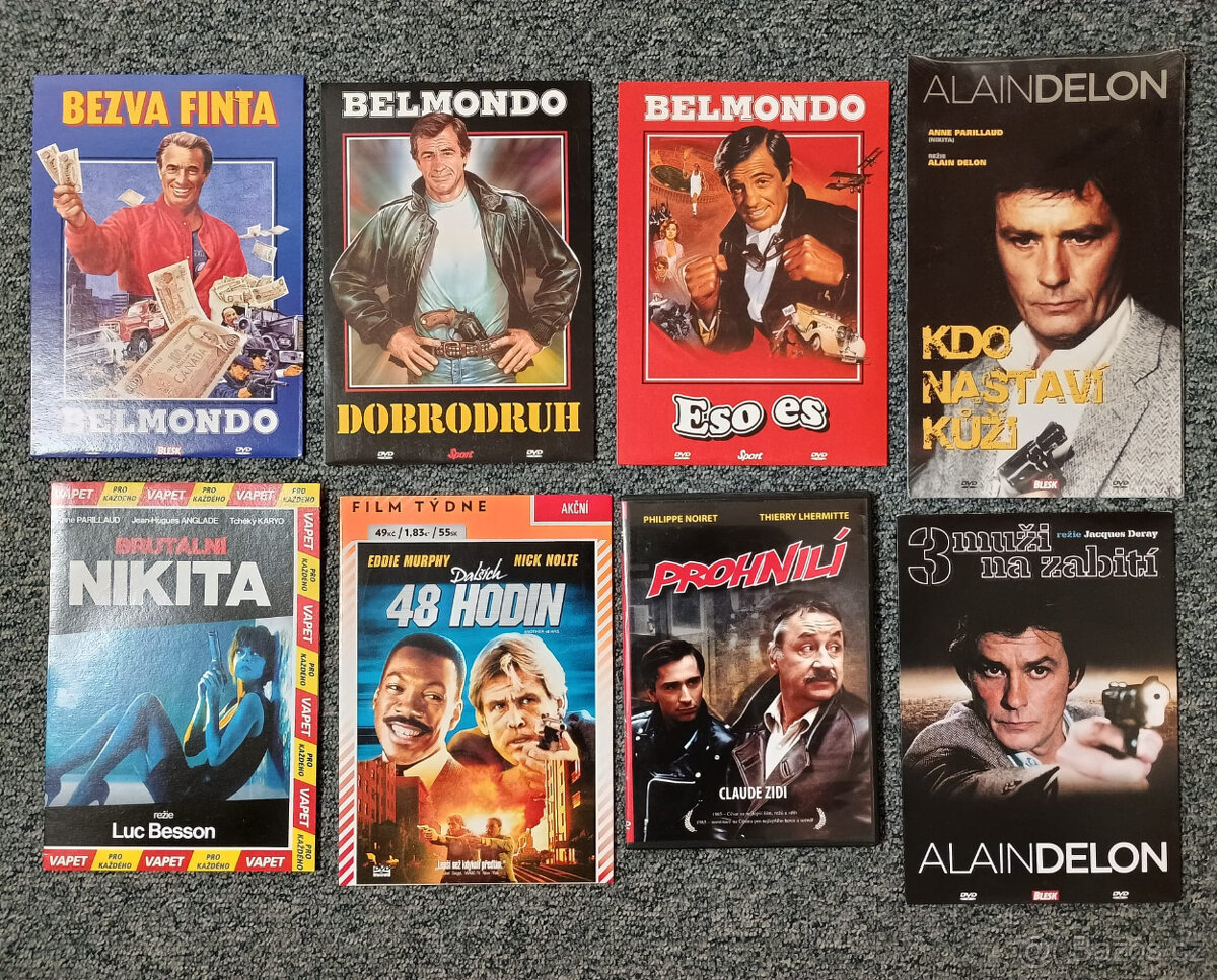 8x francouzské krimi Belmondo Delon Noiret na DVD