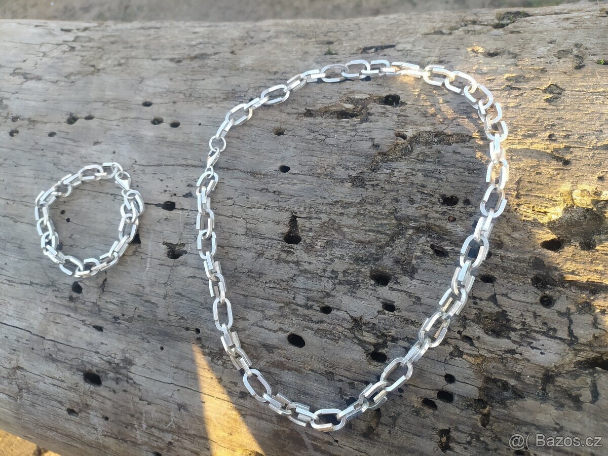 Stříbrný řetízek a náramek - ruční práce - PC 15 000CZ