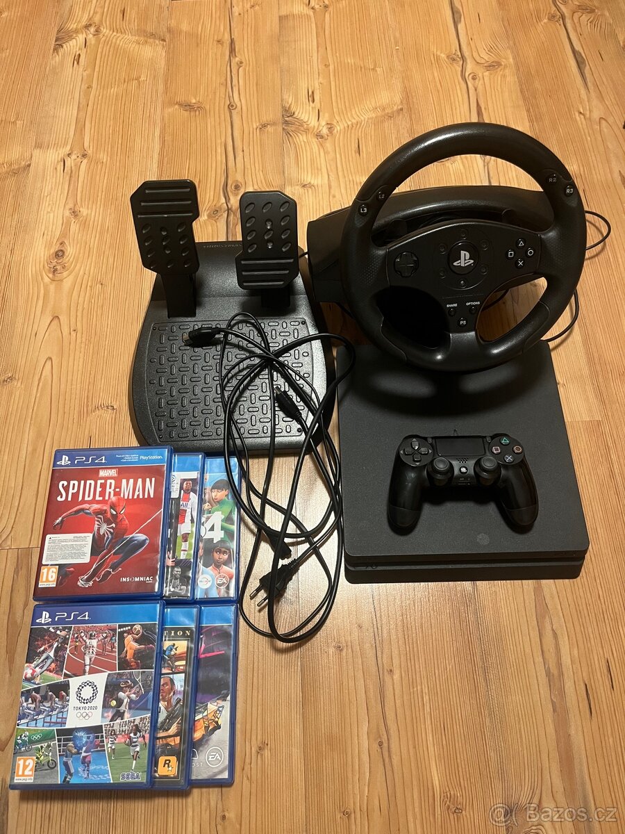 PS4 Slim + 6 her + volant Thrustmaster T80