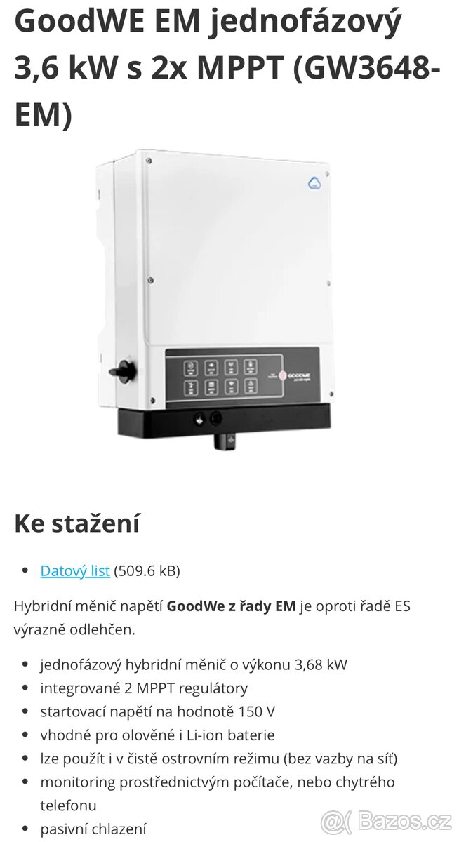 Sestava hybridní měnič + baterie