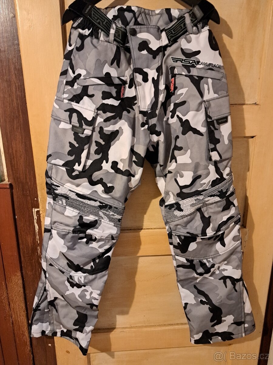 Moto kalhoty RSA Camuflage šedé