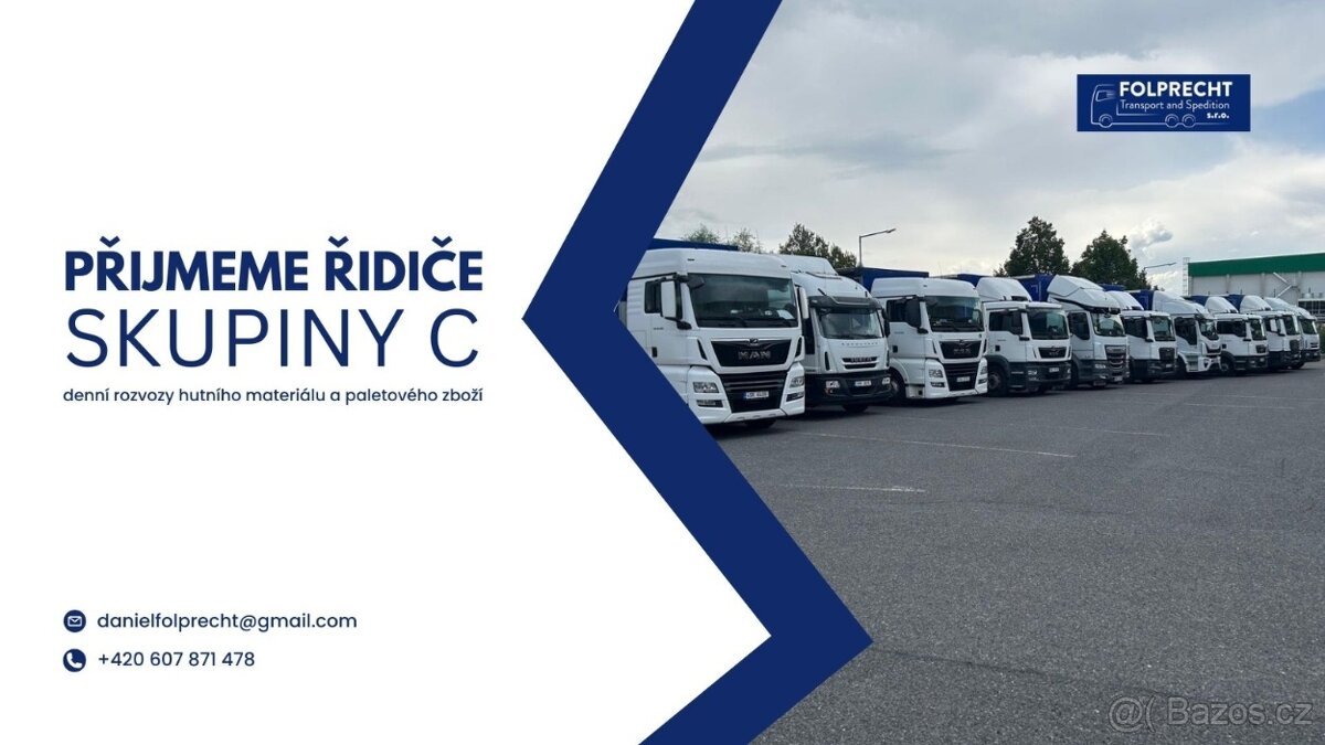 Hledáme řidiče sk. C – denní návraty - Jažlovice u Prahy