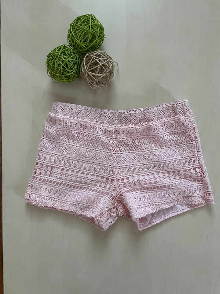 Růžové krajkové kraťasy, vel 14 let i XS, Losan chic