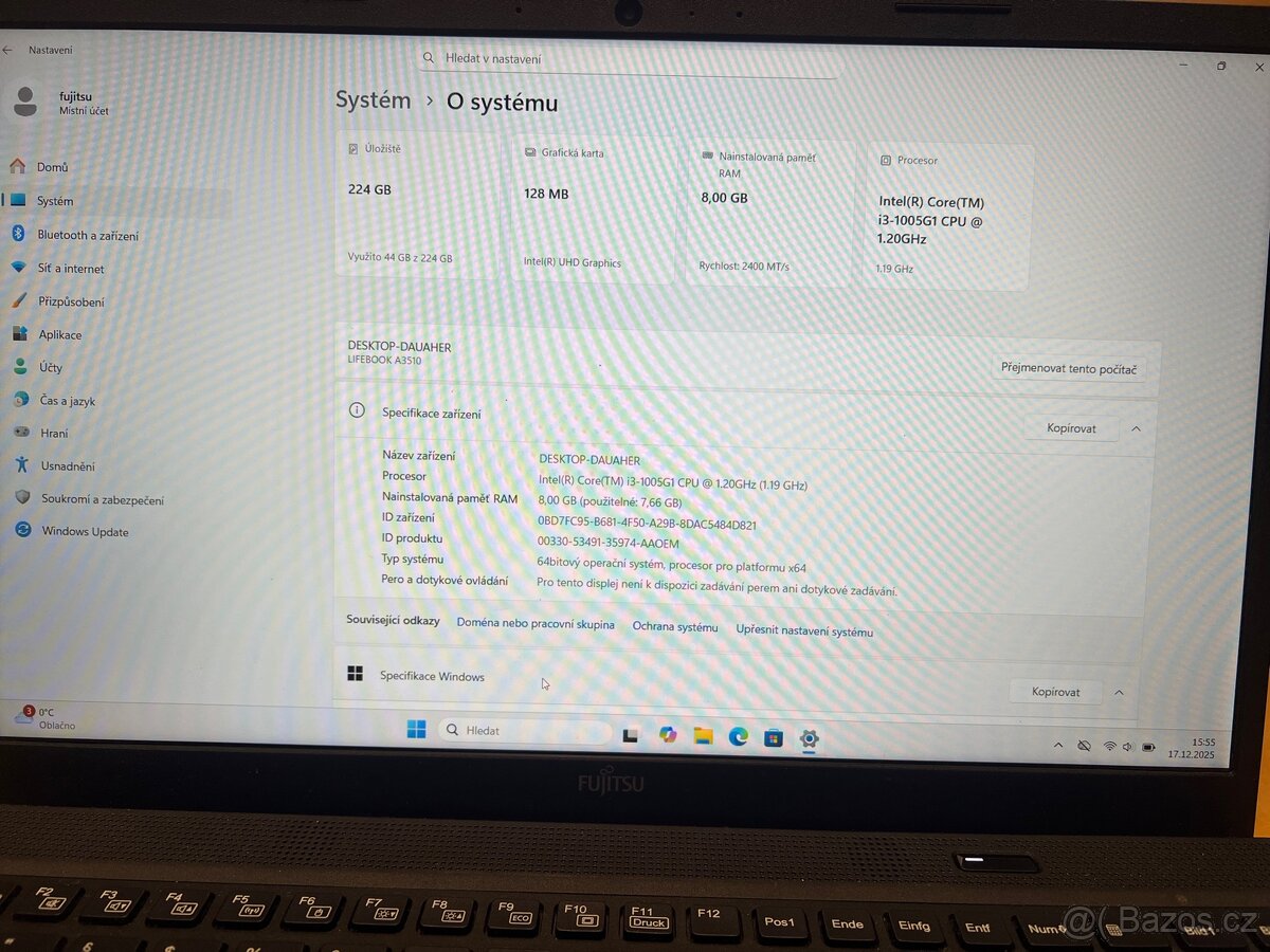 Fujitsu Lifebook A3510 – i3 10.gen, 8GB RAM, 256GB SSD