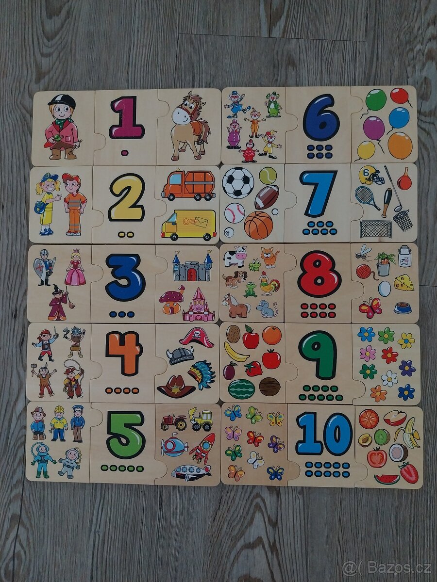 Dřevěné puzzle čísla