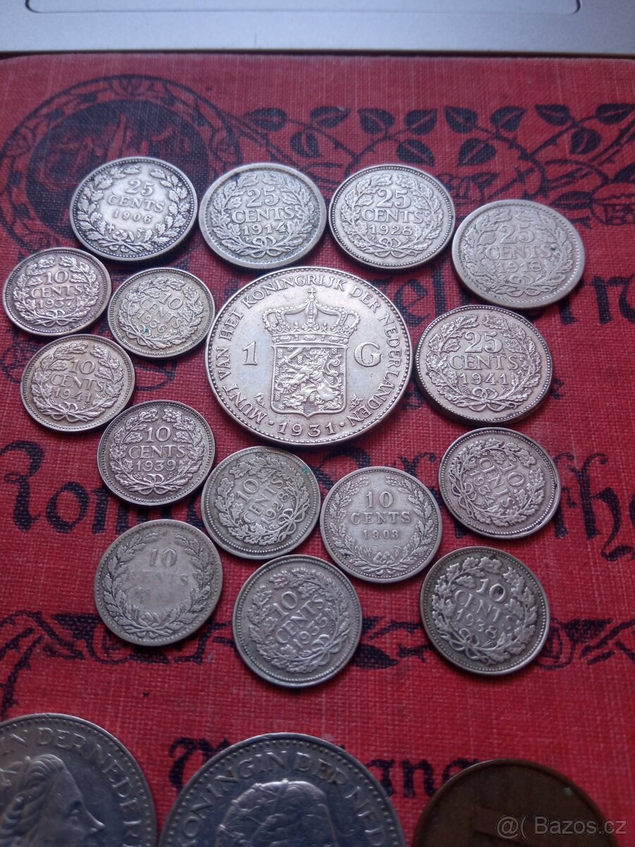 STŘÍBRNÉ MINCE HOLANDSKA 16 KS+BONUS