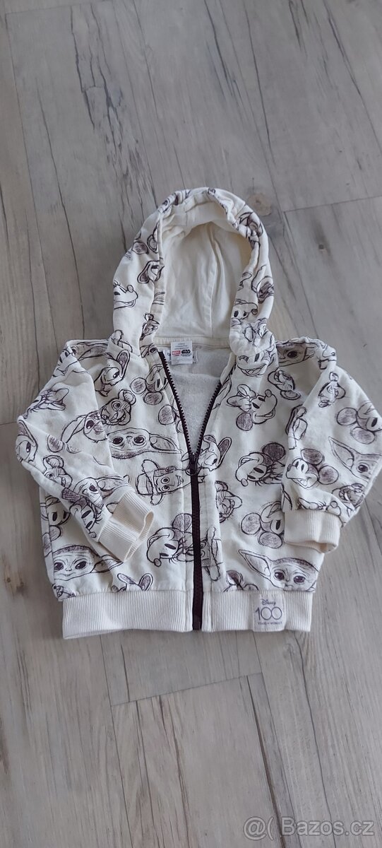 Krémová mikina s kapucí na zip Disney vel. 86