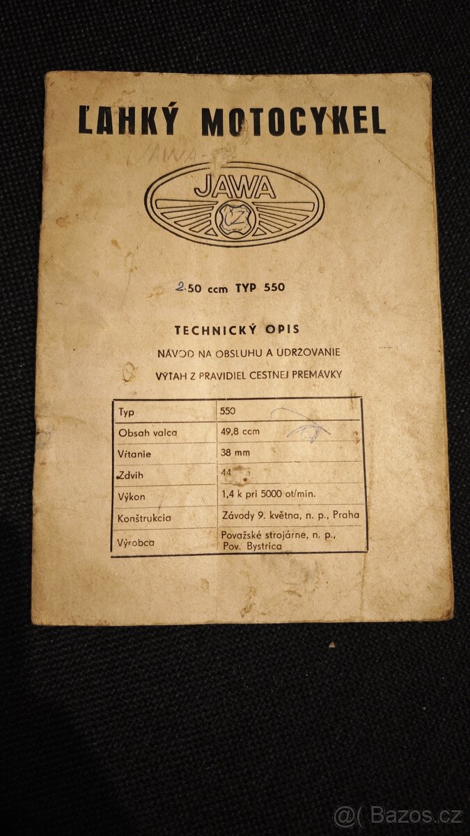 Návod k obsluze Jawa 550 - original