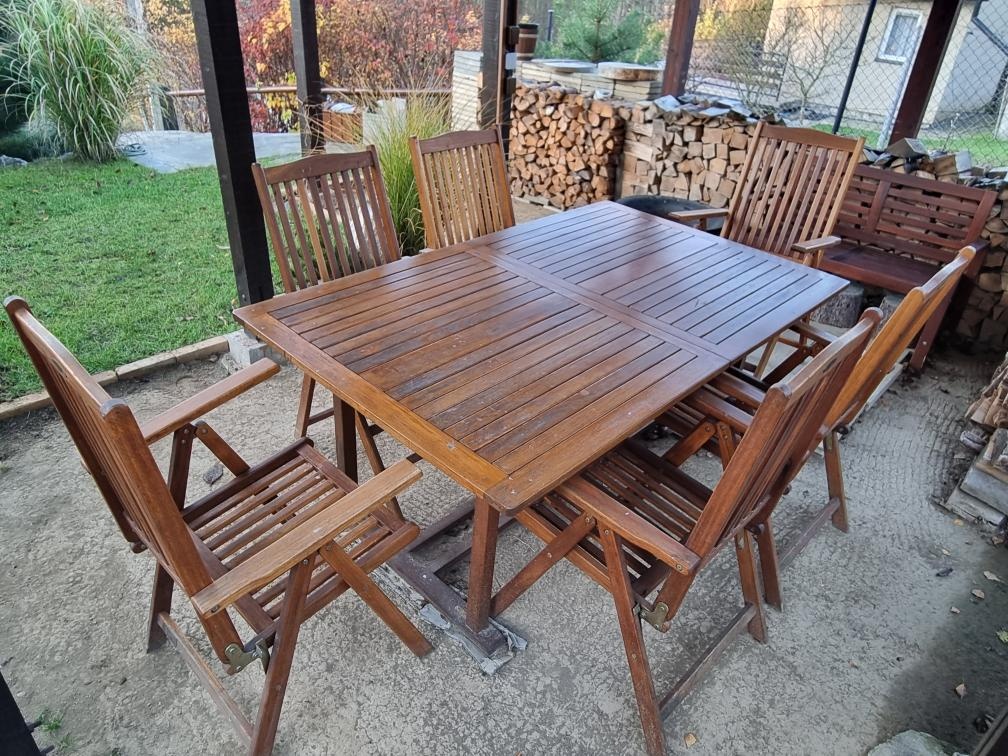Venkovní set stůl + 6 židlí