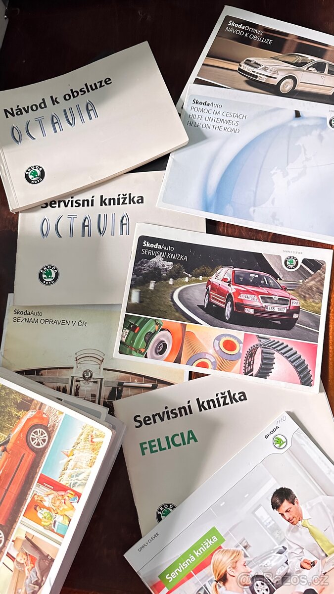 Škoda servisní knížky, návody k obsluze,