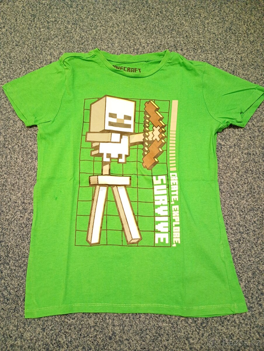 Minecraft bavlněné zelené triko vel.140 top stav