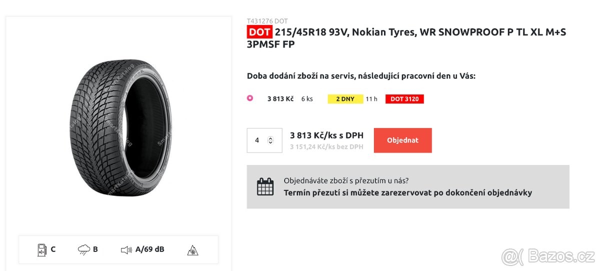 Prodám 4 ks zimní pneu