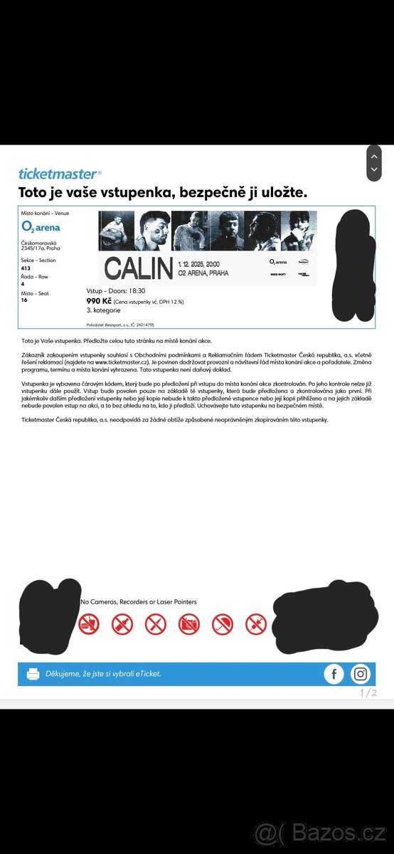 🎫 9x lístek na Calin – 1. 12. 2025 – O2 Arena Praha