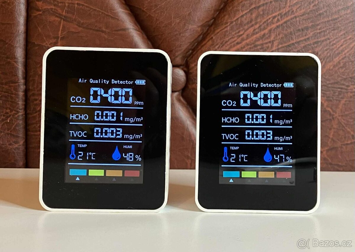 DETEKTOR KVALITY VZDUCHU CO2 PPM HCHO TVOC VLHKOST 5 V 1