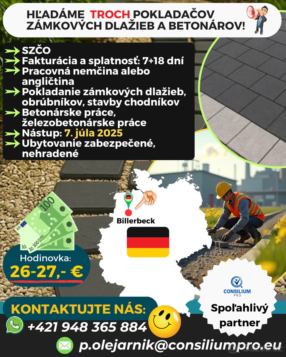 Hľadáme pokladačov zámkových dlažieb, betonárov.