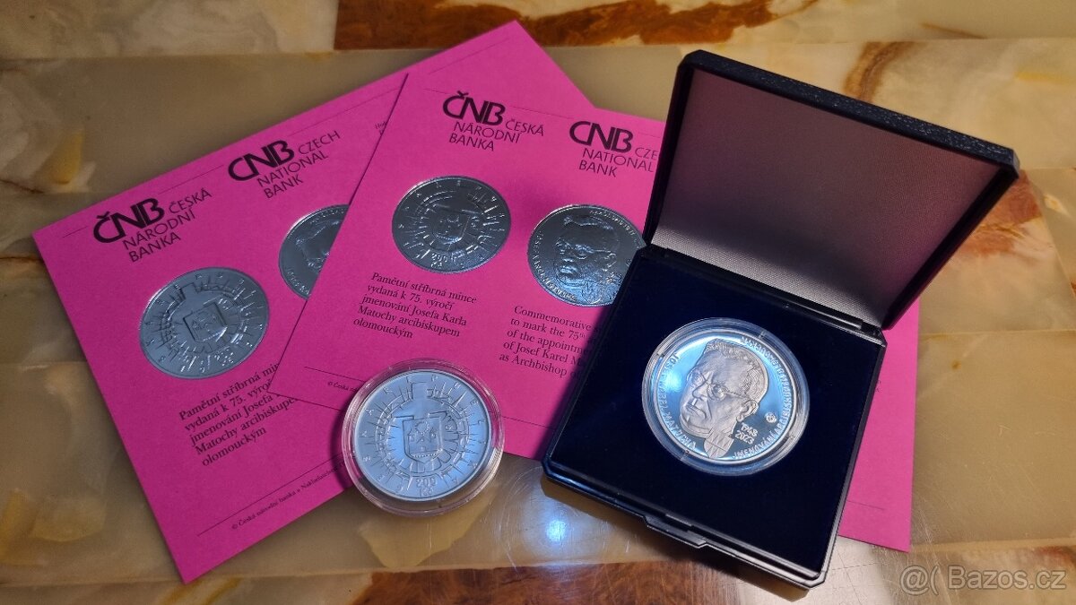2 x Stříbrné mince ČNB Josef Karel Matocha ve kvalitě PRO+BK
