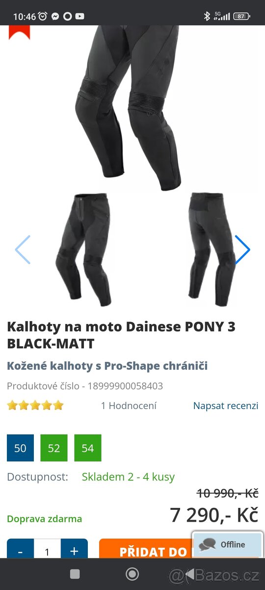 Kalhoty na moto Dainese PONY 3 BLACK-MATT