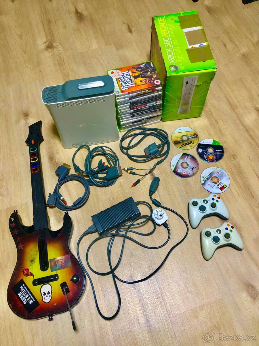 🟩 Xbox 360 – Kompletní herní sestava s ovladači, hrami a př