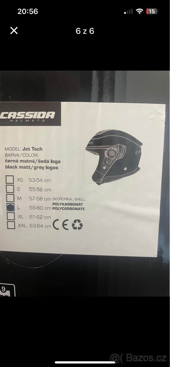 Cassida jet tech helma přilba L ko