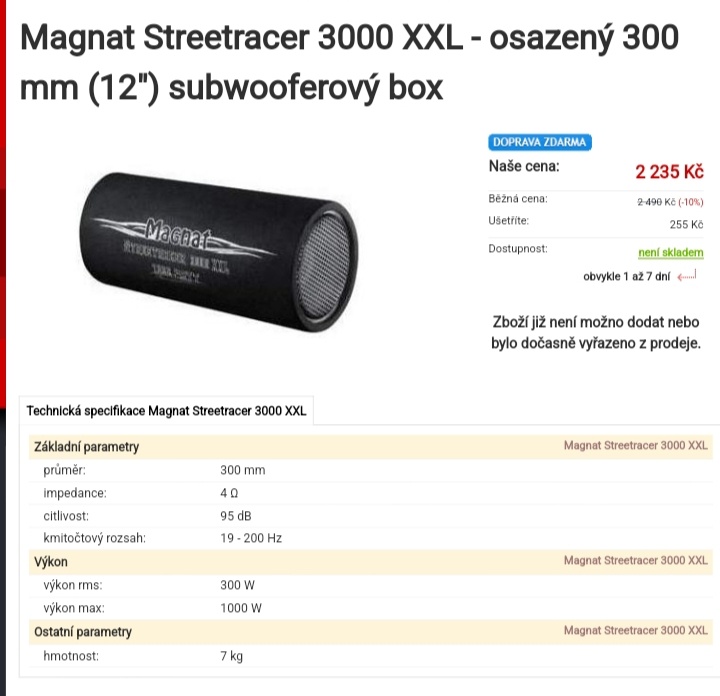subwooferový box magnat
