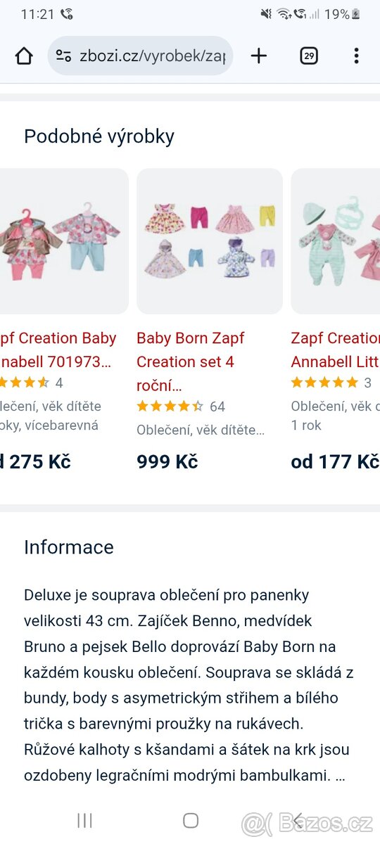 Sada oblečení baby born