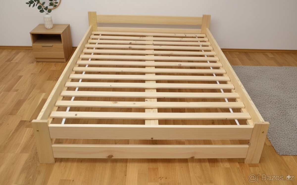 Nová postel 180x200 cm borovice s roštem
