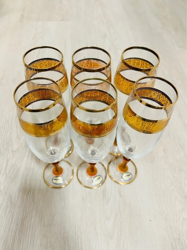 Sada 6 ks sklenic zlacená