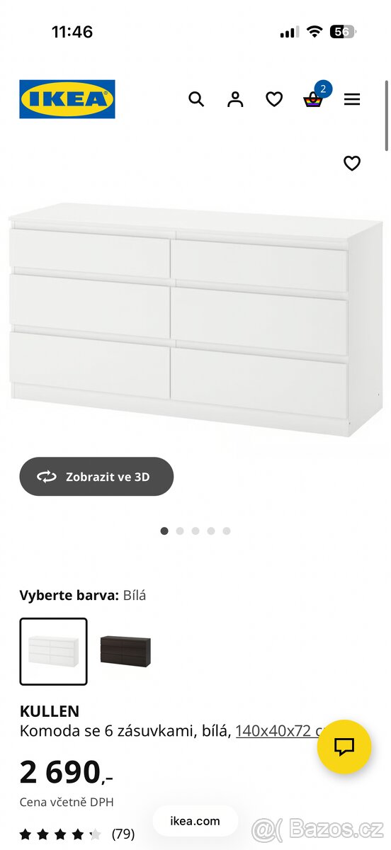 Ikea Kullen komoda s šuplíky