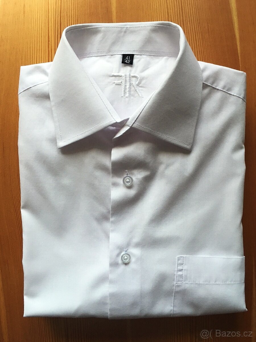 kvalitní bílá košile, kr. rukáv - vel 41-42