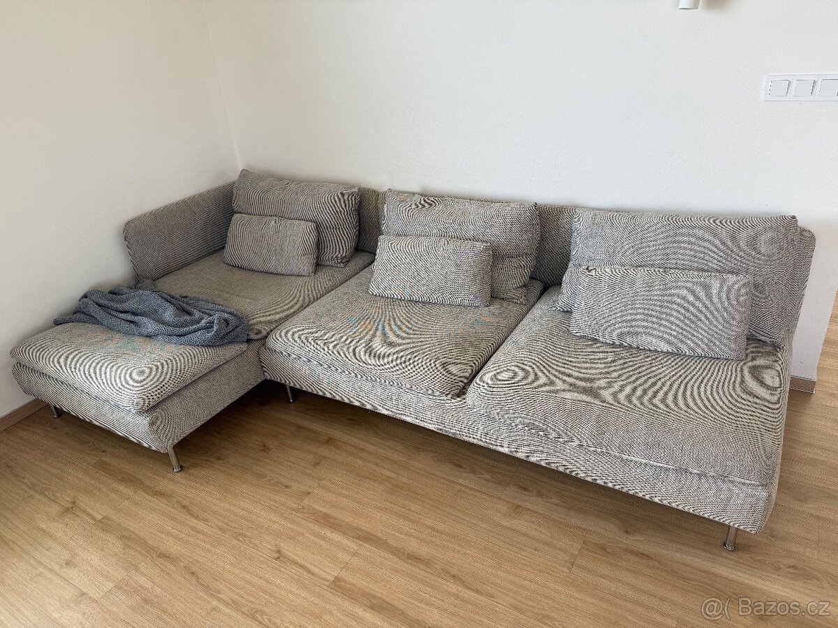 IKEA SÖDERHAMN 4místná béžová pohovka s lenoškou