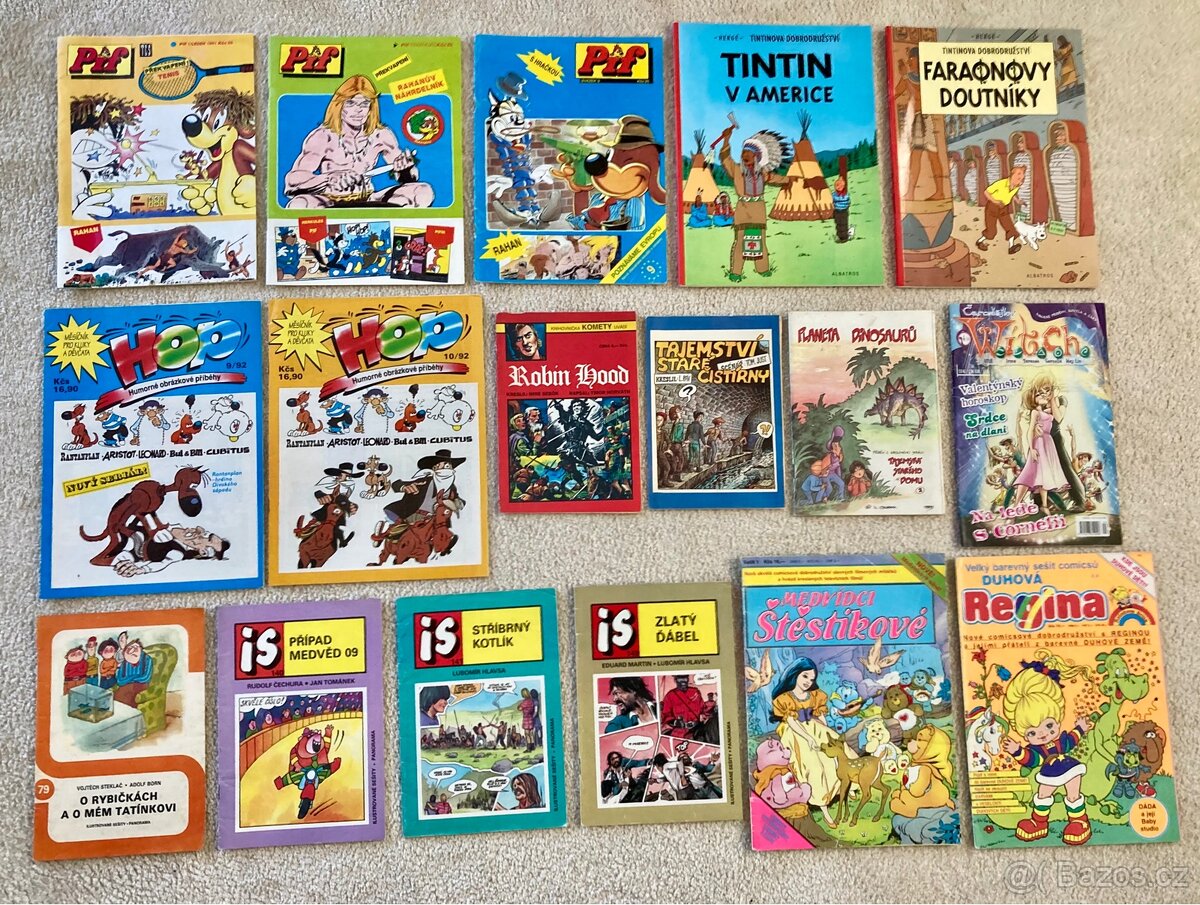 Komiksy pro děti (Pif, Tintin, HOP, IS, Regina,..)