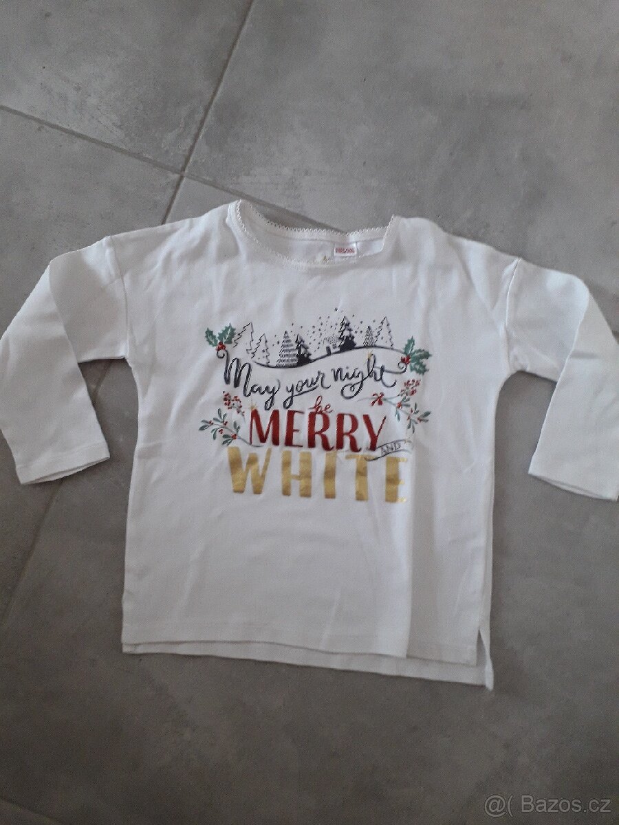 Zara dívčí bílé vánoční tričko jako nové vel 110