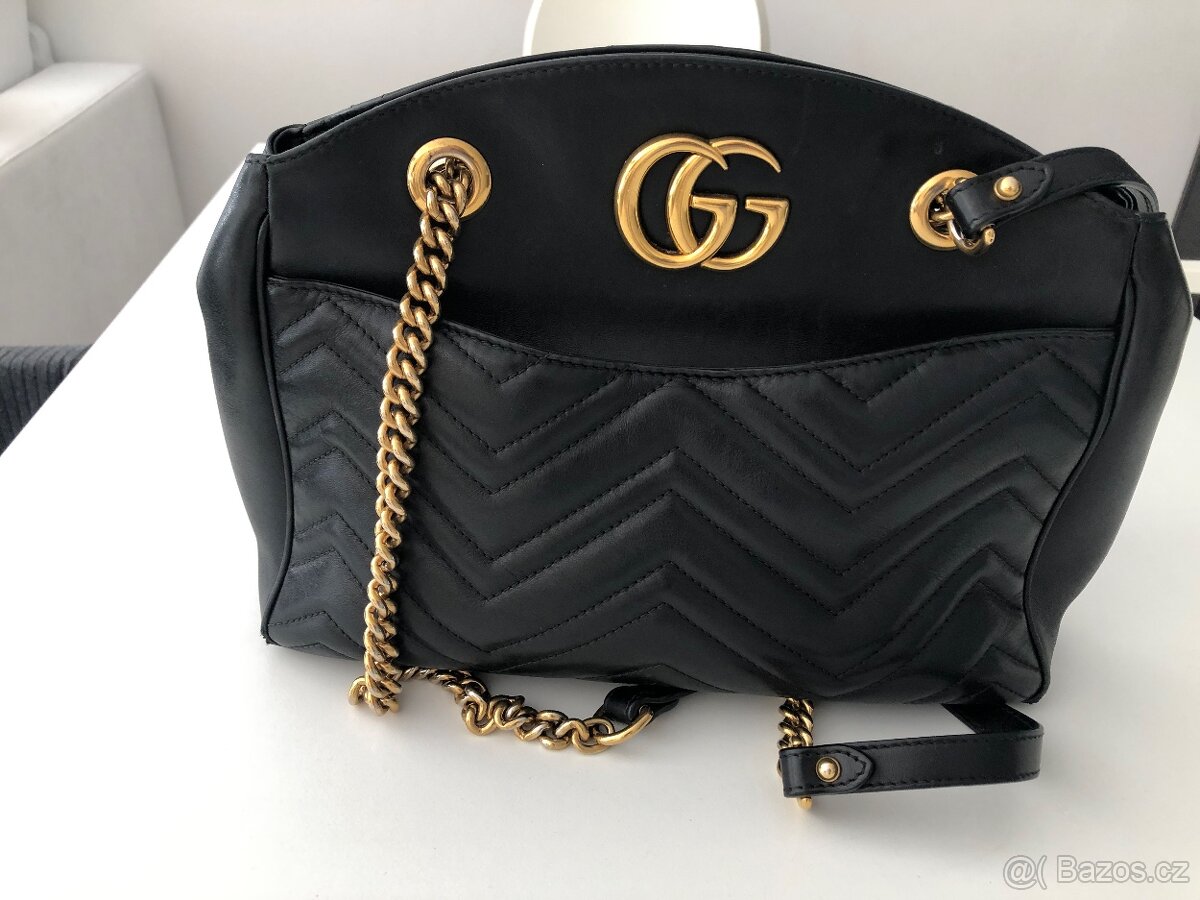 Luxusní Gucci kabelka - originál, černá, zlatý kov