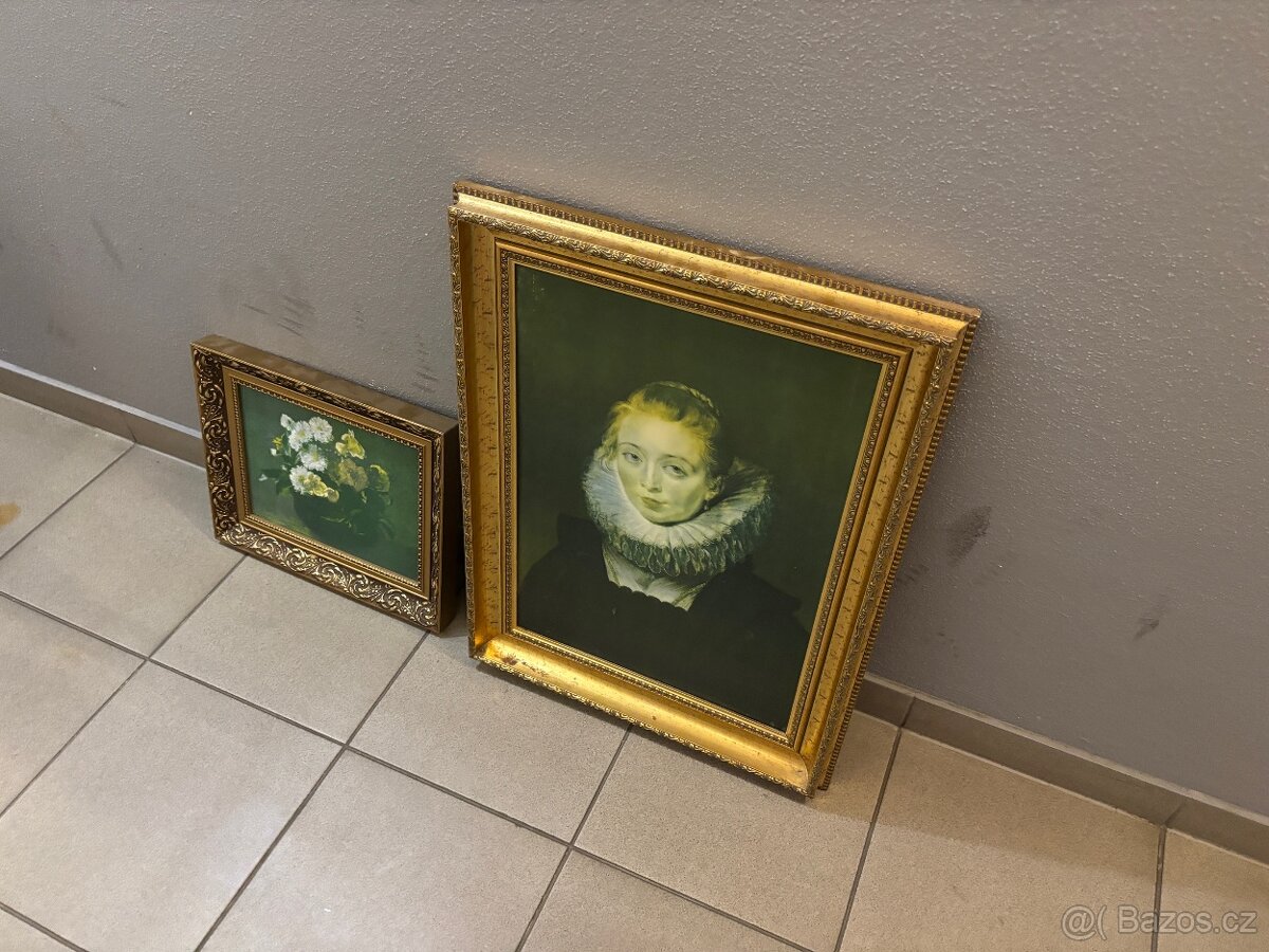 Dva rámy obrazů s fotokopii / hezký stav rámů / cena za 2kus