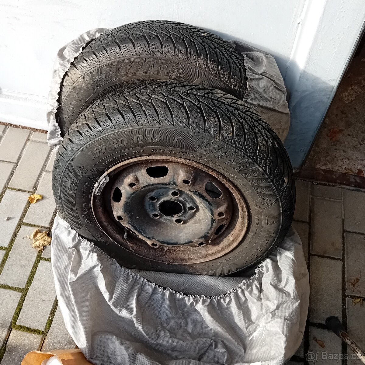 2ks zimni 155/80/13 6-7mm s disky 5x100