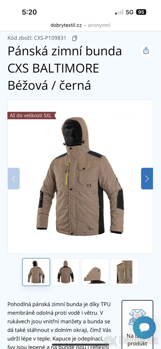 Pánská Zimní bunda CXS Baltimore , vel XL