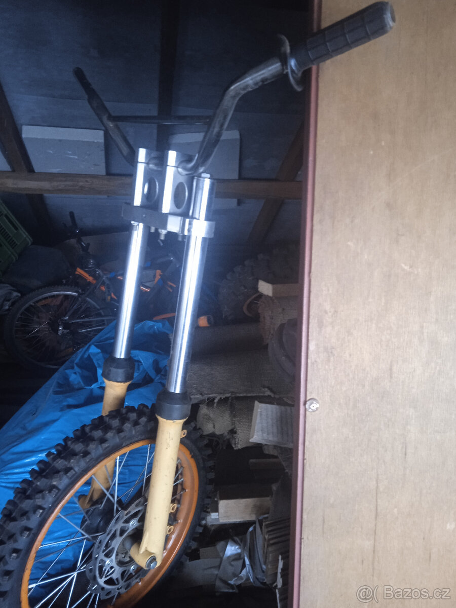 minibike,kola,kompletní přední vidlice s řidítky