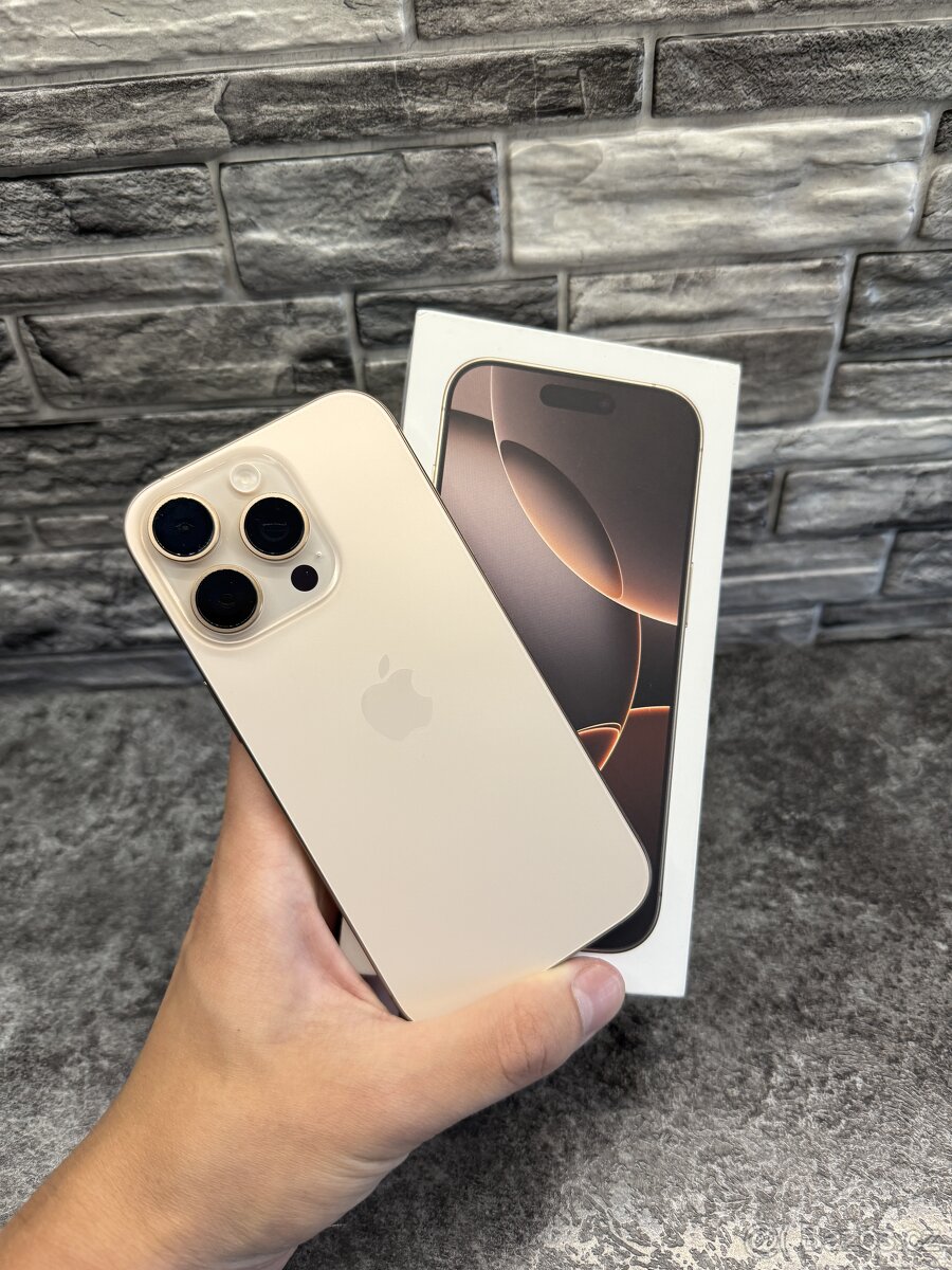 Nový iPhone 16 Pro 512GB Pouštní Titan, baterie 100%, DPH
