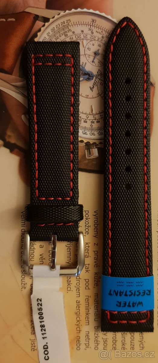 Řemínek k hodinkám 20mm červené prošití