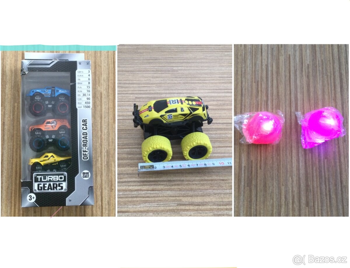 NOVÁ autíčka a NOVÉ svítící míčky, 25-69 Kč/ks