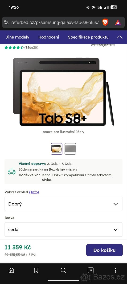 Samsung Galaxy tab S8 plus 12, 4 palců