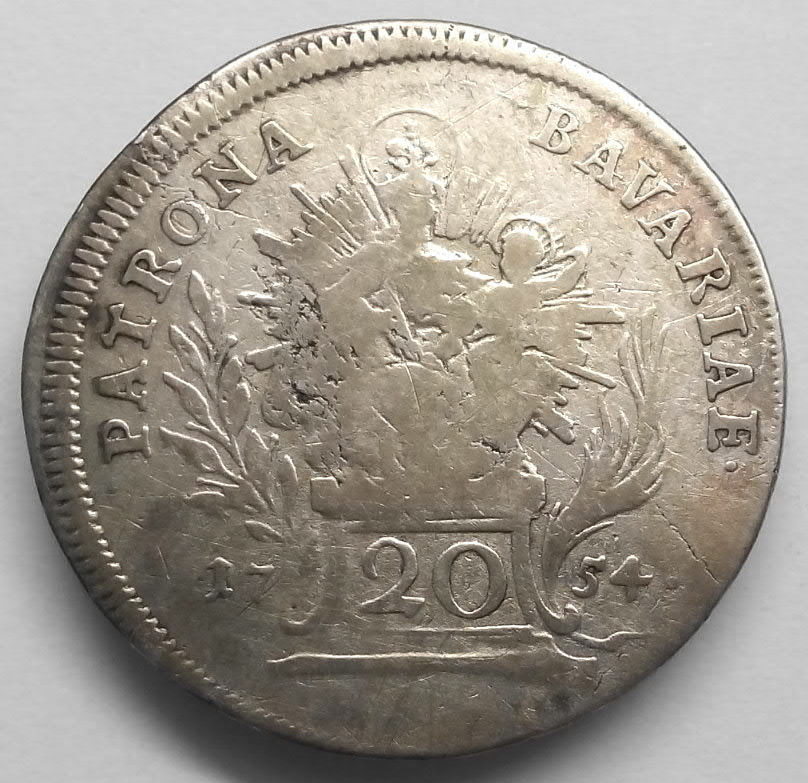 Stříbrná mince r. 1754 Maxmilián III. Josef