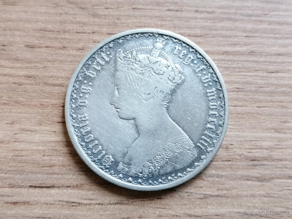 Stříbro 1 Florin 1853 Anglie stříbrná mince Velká Británie