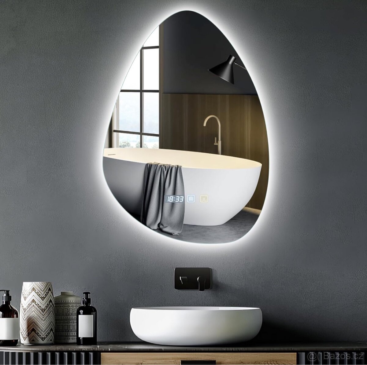 Koupelnová zrcadla s LED světlem, 60 x 70 cm